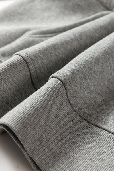 Women's Heather Gray Ruffle Shoulder Hoodie Sweatshirt