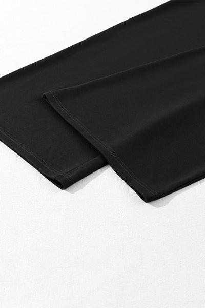 Women's High-Waist Wide-Leg Pleated Sweatpants in Black