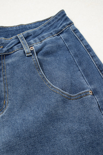 Chic Blue High-Waisted Jeans for Women  Flattering Fit Ideal for Casual Outings and Everyday Style