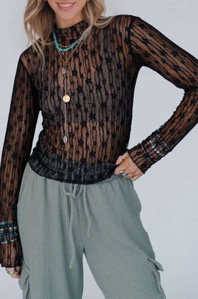 Elegant Black Sheer Blouse for Women - Lightweight, Trendy Fit with Stylish Design for Casual and Evening Wear