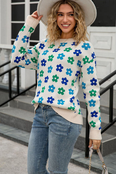 Cozy Pastel Floral Knit Sweater for Women Chic, Stylish Design Perfect for Every Season and Occasion