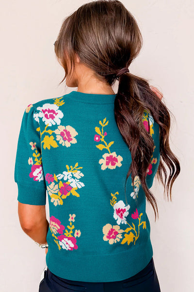 Cozy Women's Floral Knit Sweater in Soft Pastels - Stylish Fit for Casual Outings and Layering in Cool Weather
