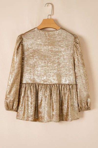 Chic Women's Ruffle Hem Blouse in Soft Pastel Colors - Flowy Fit for Casual or Dressy Occasions
