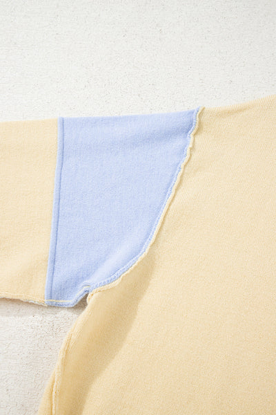 Women's Sky Blue Color Block Polo Sweater in Viscose Blend