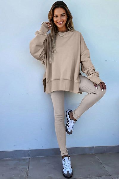 Chic Women's Oversized Sweatshirt and Leggings Set in Cozy Fabric Perfect for Casual Comfort and Stylish Lounging