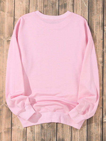 Cozy Pink Crew Neck Long Sleeve Sweatshirt