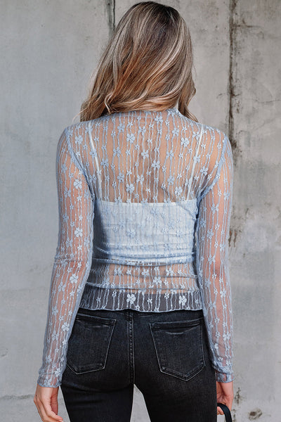 Elegant Women's Sheer Floral Blouse - Lightweight, Feminine Spring/Summer Top with Romantic Style and Perfect Fit