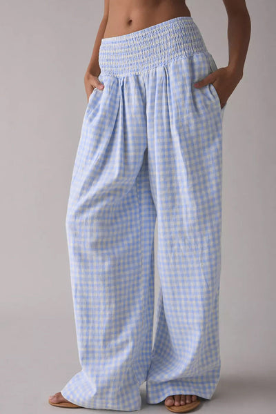 Chic High Waist Plaid Trousers for Women - Effortless Casual Style & Everyday Elegance in Stylish Fit