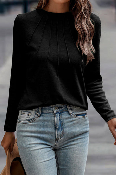 Stylish Black Long Sleeve Women's Top - Comfortable Fit for Everyday Wear & Versatile Fashion Looks