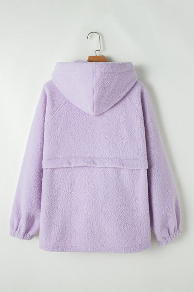 Cozy Women's Lavender Fuzzy Hoodie with Zipped Pockets and Drawstring for Casual Chic Comfort