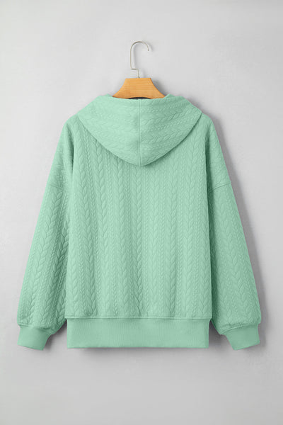 Women's Moonlight Jade Cable Textured Relaxed Hoodie