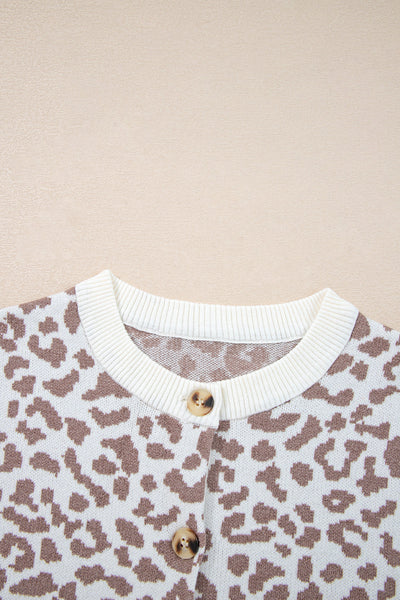Chic Women's Oversized Leopard Print Cardigan - Cozy Knit Sweater for Effortless Layering and Everyday Style