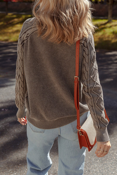 Chic Dark Brown Knit Sweater for Women Cozy Casual Fit, Ideal for Fall and Winter Layering and Everyday Wear