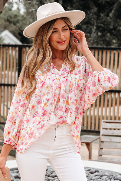Stylish Women's Pink Floral Blouse - Lightweight Short Sleeve Top for Casual and Dressy Occasions