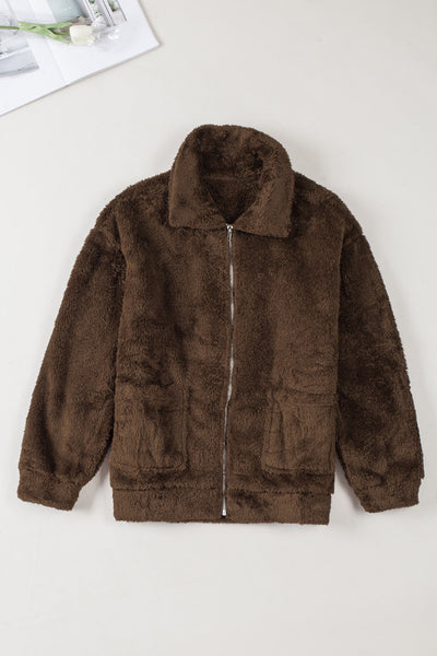 Cozy Teddy Fashionable Zip Up Warm Coat