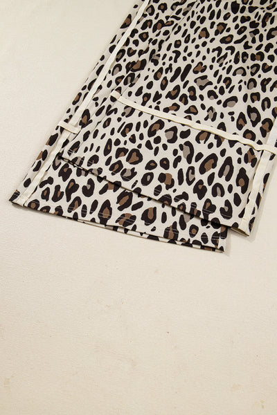 Chic Women's Leopard Print Wide Leg Pants - Comfortable, Trendy Fit for Casual and Stylish Everyday Wear