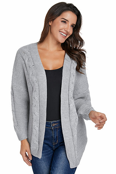 Oversized Cozy Gray Chunky Knit Cardigan for Women - Stylish Long Sleeve Sweater for Casual Comfort and Everyday Wear