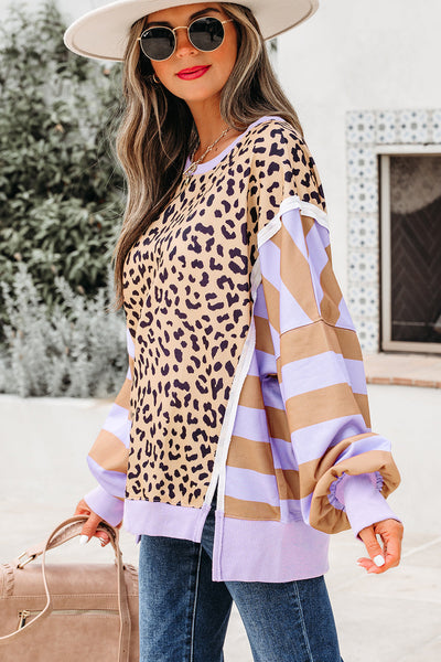 Cozy Women's Patchwork Sweatshirt - Trendy Casual Layering Top in Soft Fabric for Everyday Comfort and Style