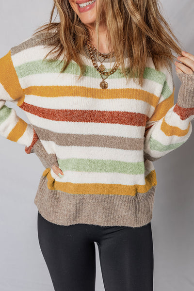Lightweight Cozy Women's Stripe Sweater - Casual Fit in Soft Pastel Colors, Ideal for Layering and Everyday Comfort
