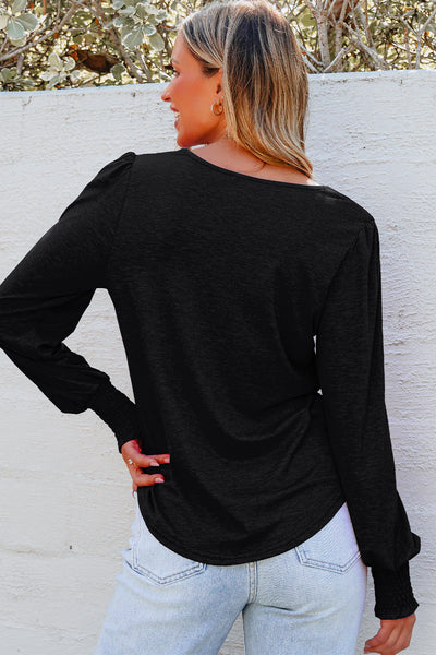 Chic Women's V-Neck Long Sleeve Top in Soft Fabric - Perfect for Casual or Office Wear, Available in Elegant Colors