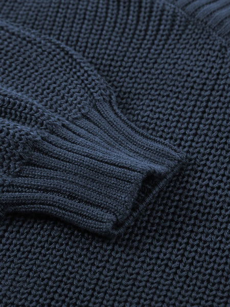 Elegant Navy Cold Shoulder Knit Sweater