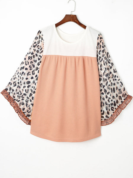 Leopard Print Boho T-shirt for Plus Size Women