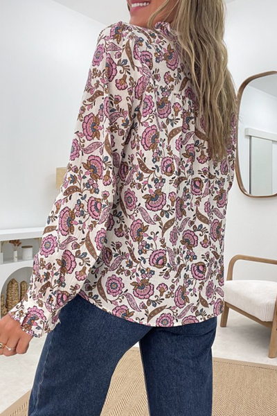 Women's Relaxed Fit Purple Floral Blouse Casual Short Sleeve Top for Spring/Summer Style and Comfort