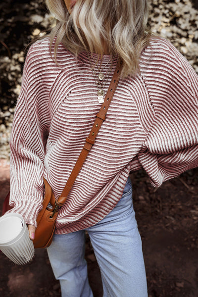 Chic Women's Soft Cotton Blend Striped Knit Sweater - Cozy Casual Style for Everyday Comfort and Versatility