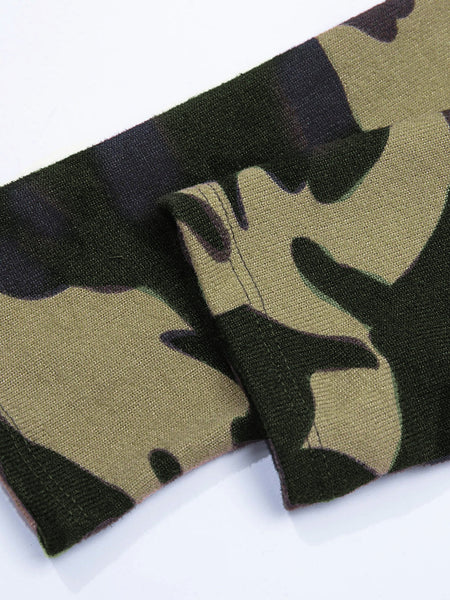 Women's Green Camo Print V-Neck Cardigan in Cardigans