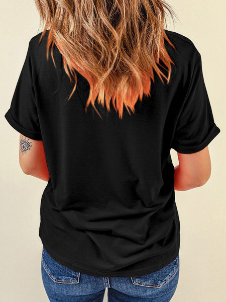 Floral Charm Black Crewneck Graphic Tee