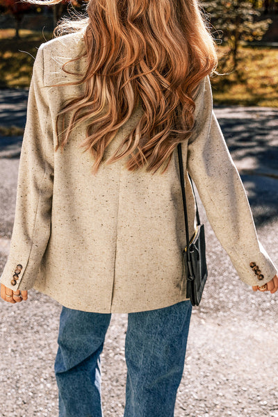 Women's Chic Oatmeal Blazer for Women - Tailored Fit Jacket Perfect for Office and Casual Outings, Effortlessly Elegant Style made for easy styling