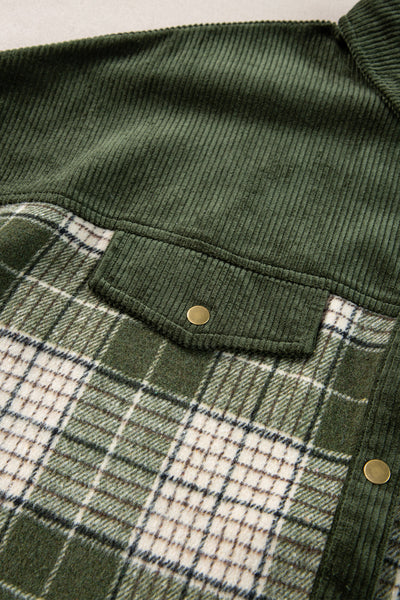 Plaid Zip-Up Hooded Coat with Pockets