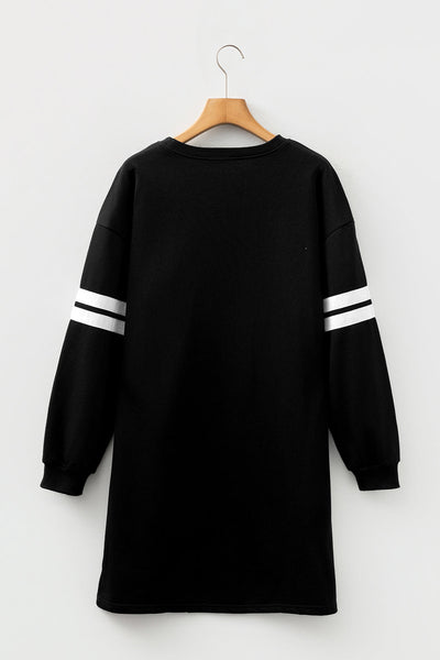 cozy women's black sweatshirt dress - long sleeve, relaxed fit for effortless casual style and everyday comfort with practical styling and dependable