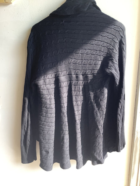 Vintage Black Draped Open-Front Cardigan