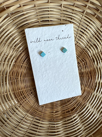 Wildmoon Threads Turquoise Stone Square Stud Earrings