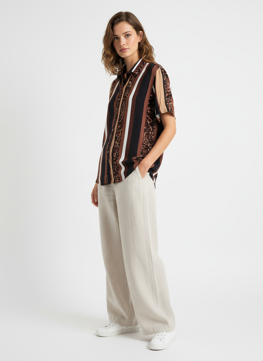 Vintage MIX Elemento Leopard Print Button-Up Shirt