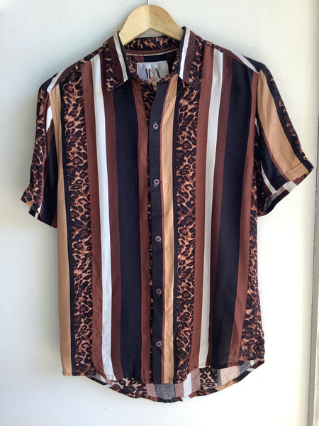 Vintage MIX Elemento Leopard Print Button-Up Shirt