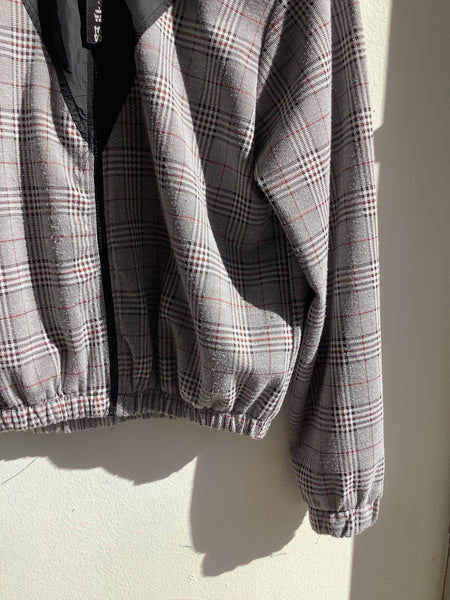 Zara Plaid Bomber Jacket w/ Nylon Collar