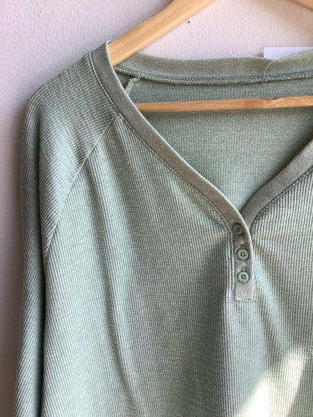 Vintage Sage Henley Long Sleeve Shirt