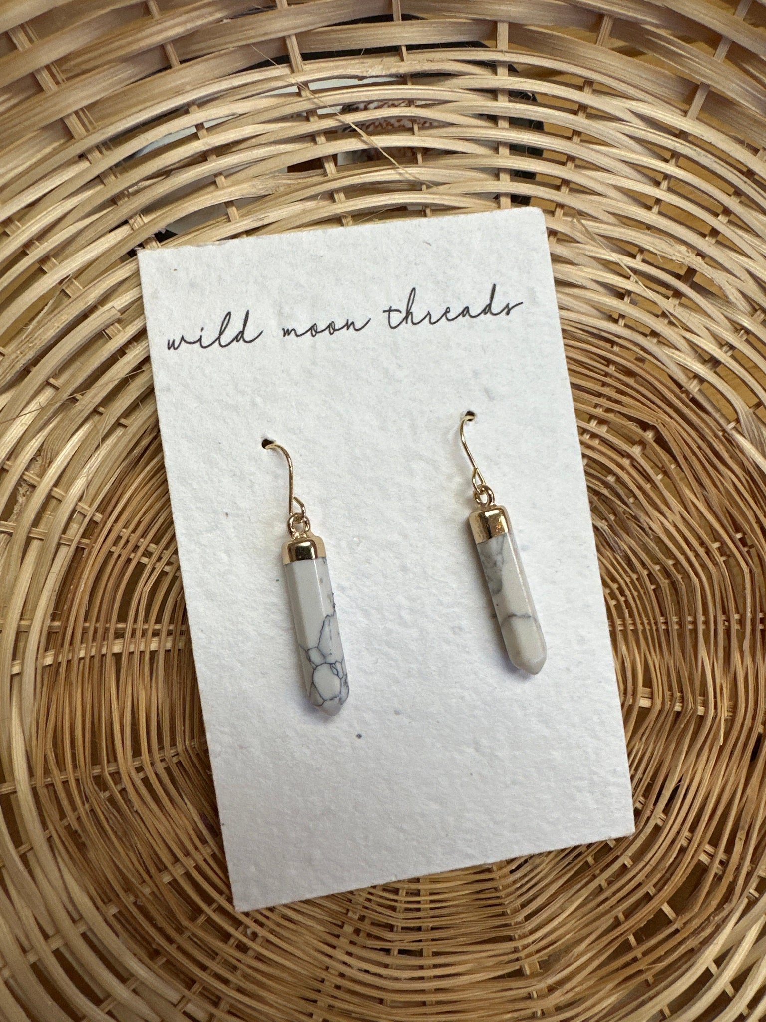 Wild moon Threads Marble Crystal Earrings
