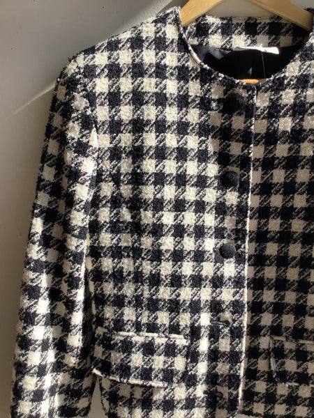 Vintage Bianca Black& White Houndstooth Cropped Blazer
