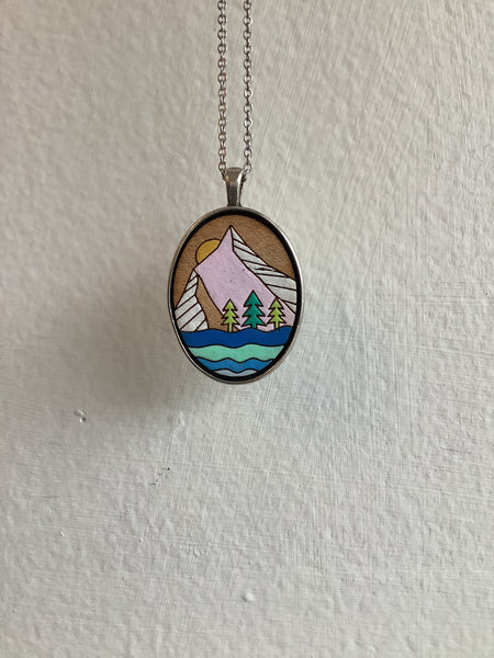 Sick Chick Sunrise Mountain scene necklace #14