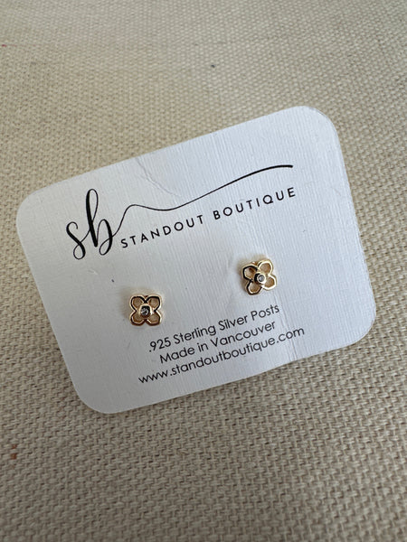 Standout Boutique Gold Flower with Crystals Studs