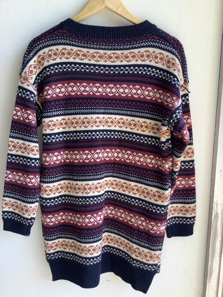 Vintage Fair Isle Knit Sweater Dress