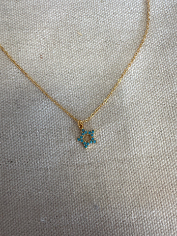 Standout Boutique Blue Star Gem 14k Gold Bond Necklace