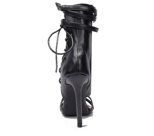 Side Lace Open Toe Stiletto