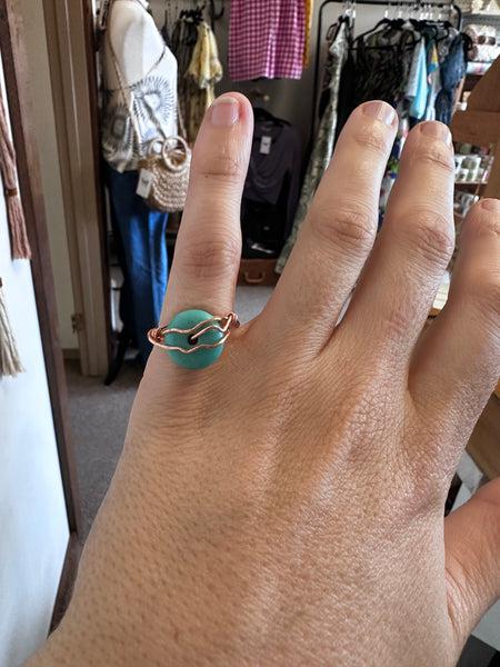 Copper Wire Turquoise Round Harmony Ring