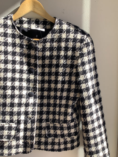 Vintage Bianca Black& White Houndstooth Cropped Blazer