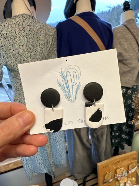 Kactus Blue Cow Print Handmade Clay Earrings
