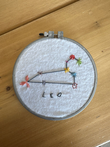 Handmade Leo Embroidered Wall Art